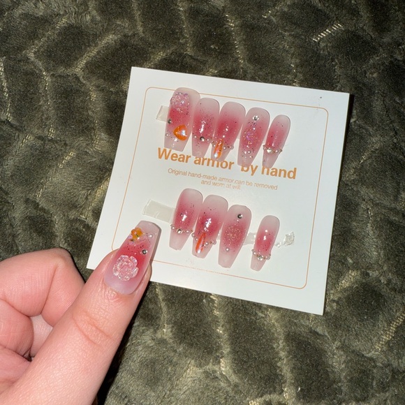 Pink Glitter Press-On Nails - Picture 1 of 8